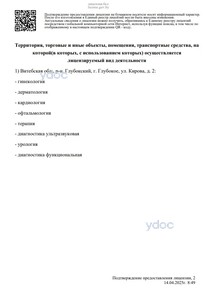 Приложение к лицензии