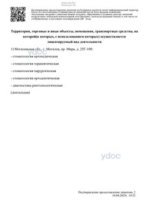 Приложение к лицензии