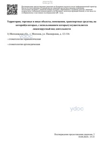 Приложение к лицензии