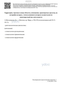 Приложение к лицензии