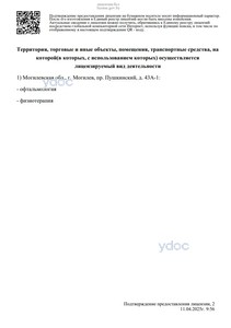 Приложение к лицензии